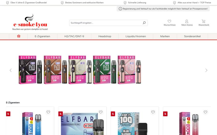 e-smoke4you vor dem Relaunch