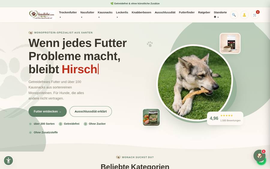 kauliebe nach dem Relaunch von TwoPixels