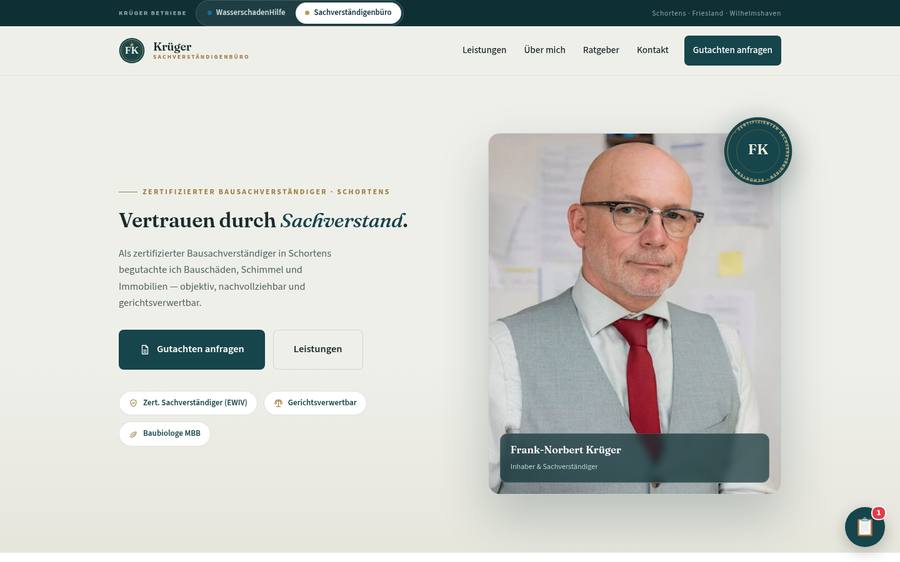 Sachverständigenbüro Krüger nach dem Relaunch