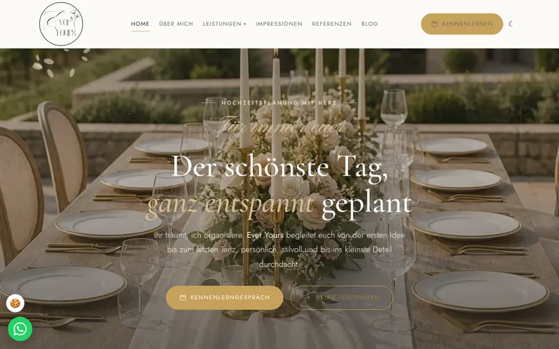 Website von Ever Yours