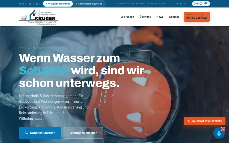 Website von Wasserschadenhilfe Krüger